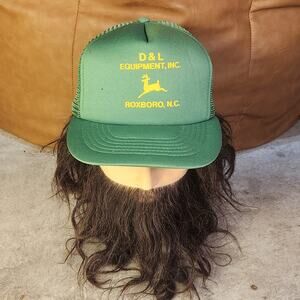 VTG 80s D&L Equipment John Deere Hat Green Mesh Snapback Roxboro NC Capital OSFA
